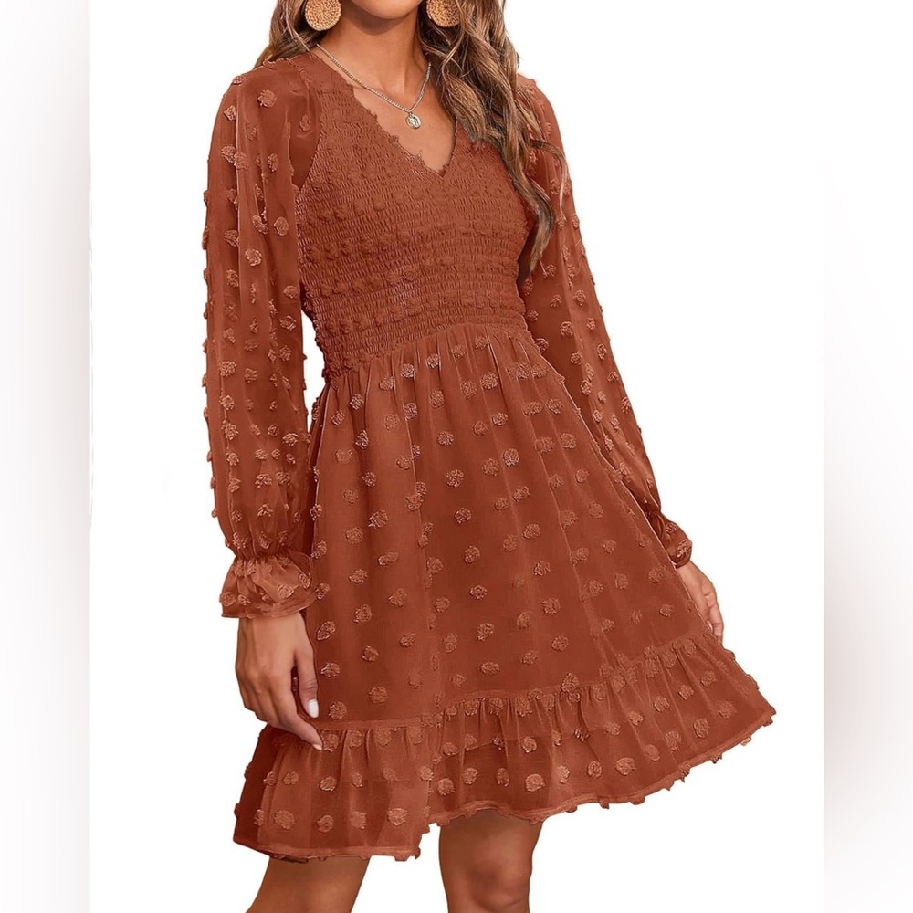 V-Neck Long Sleeve Dress